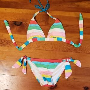 Colorful striped two piece bikini